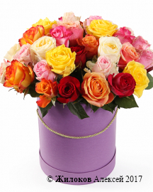 Букет Фламандская легенда (51 роза) в шляпной коробке